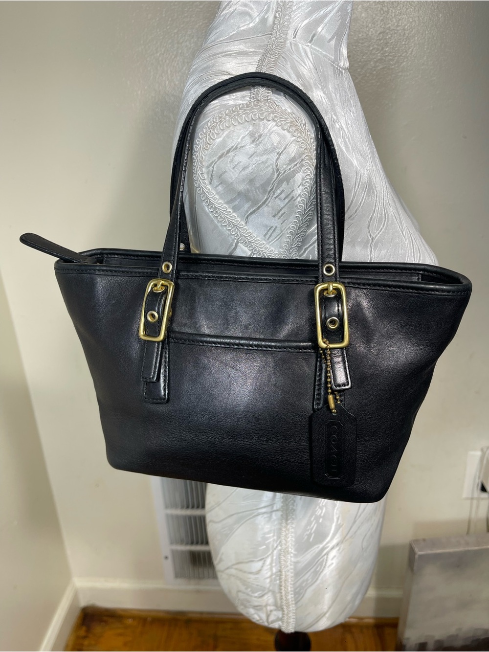 Coach 9846 Legacy mini hamptons market tote black leather satchel bag VTG